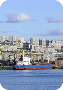 Port facilities in Murmansk, northern Russia