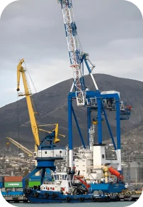 Port facilities for cargo arriving in Novorossiysk, Russia
