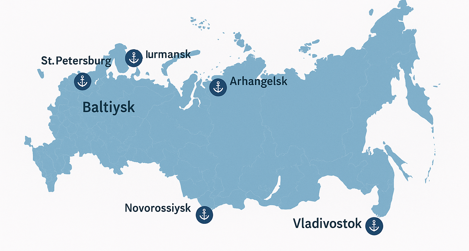 Russia Map with Ports